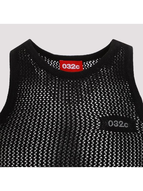 Chest Logo Cotton Mesh Tank Top