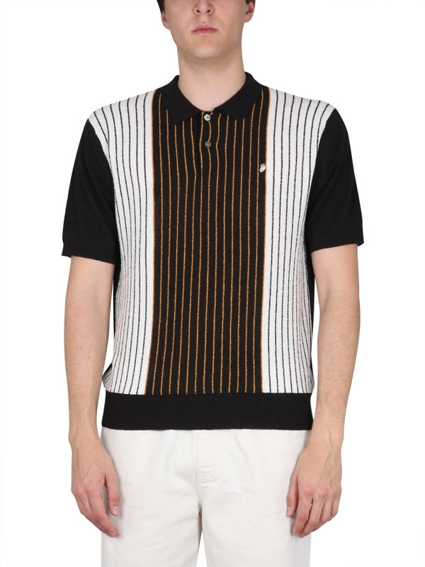 Stripe Detail Cotton Nylon Polo Shirt