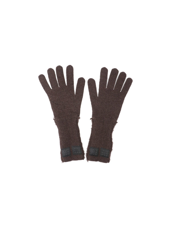 Mm6 Maison Margiela Brown Wool Gloves