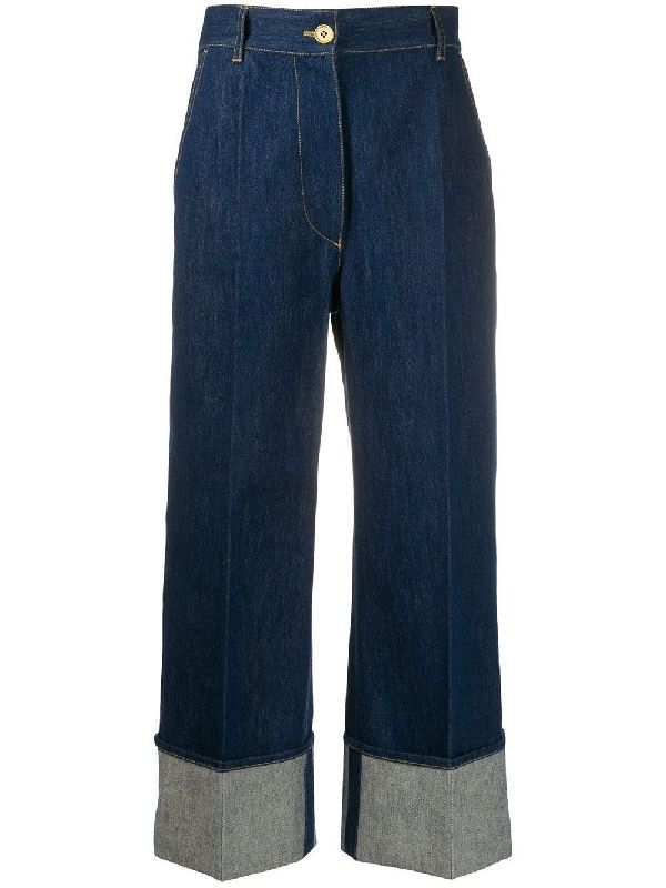 Wide Turn-Up Denim Pants