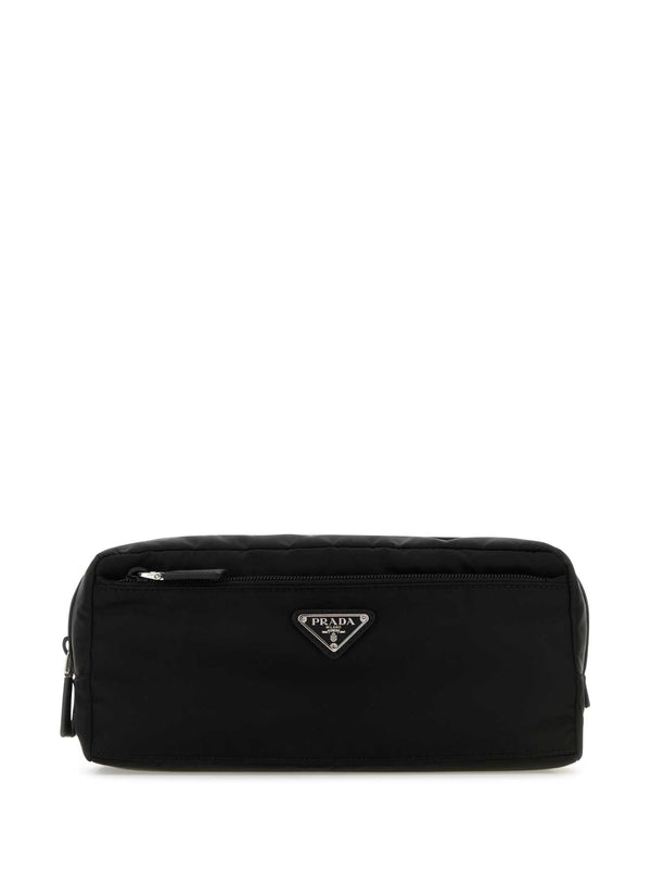 Triangle Logo Double Zipper Pouch