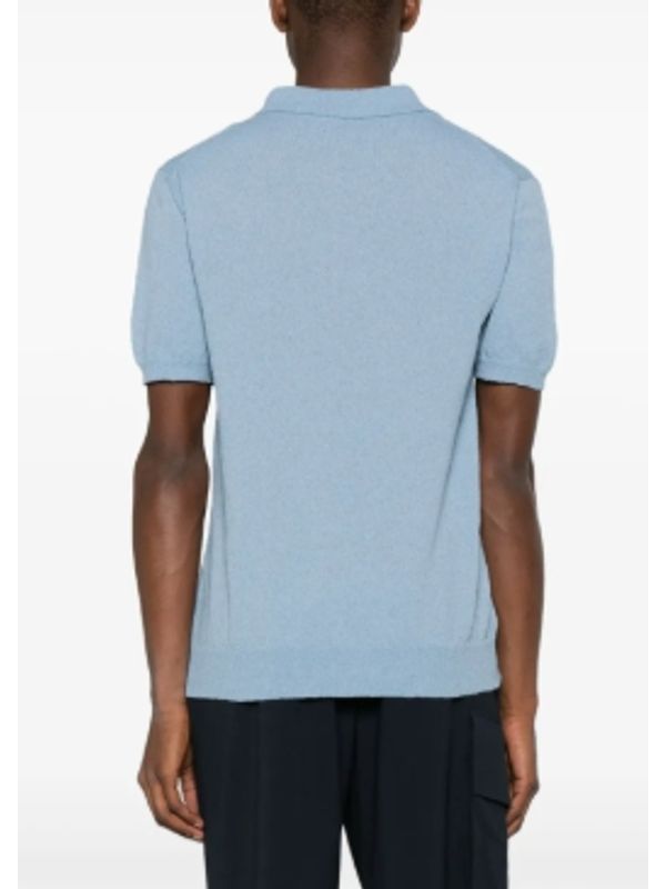 Open Collar Cotton Blend Short Sleeve Polo Shirt