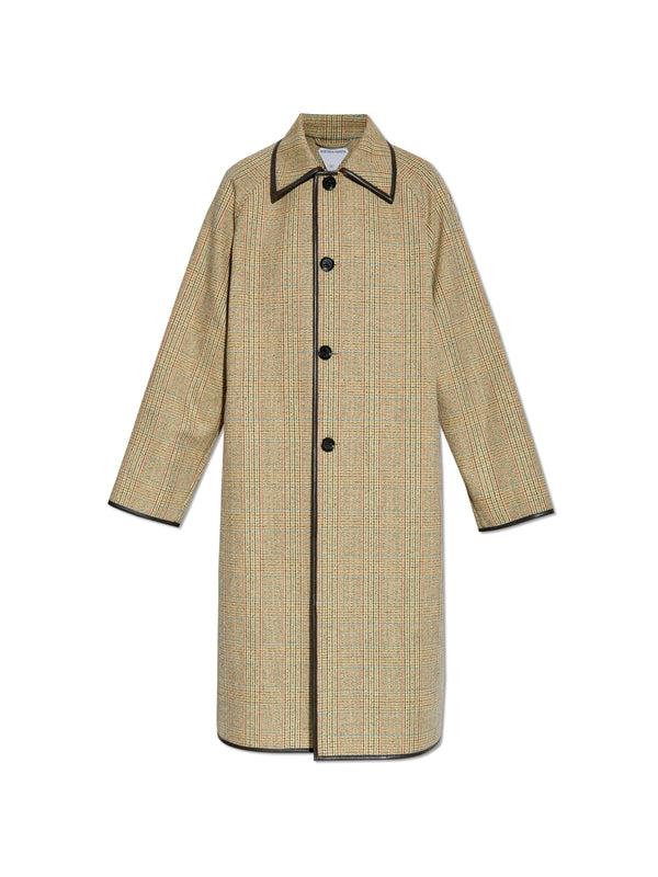 Check Pattern Wool Blend Coat