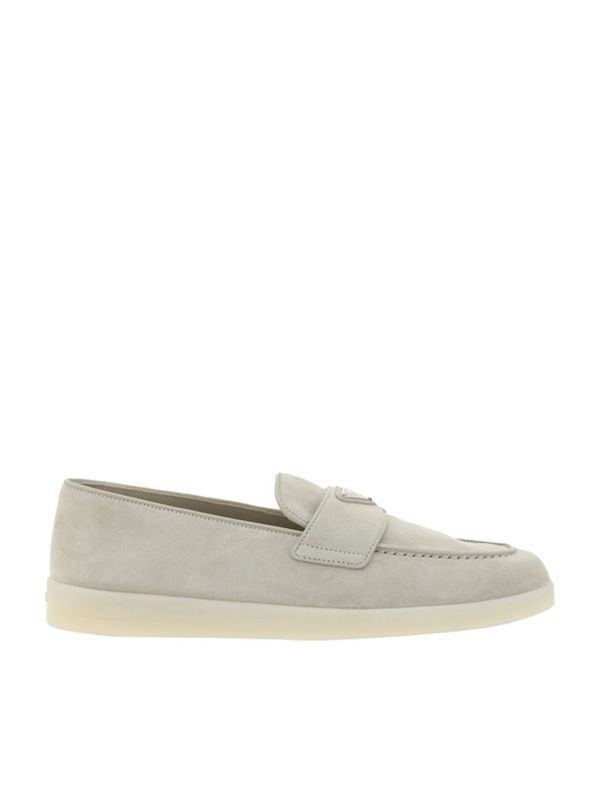 Triangle Logo Suede Loafers