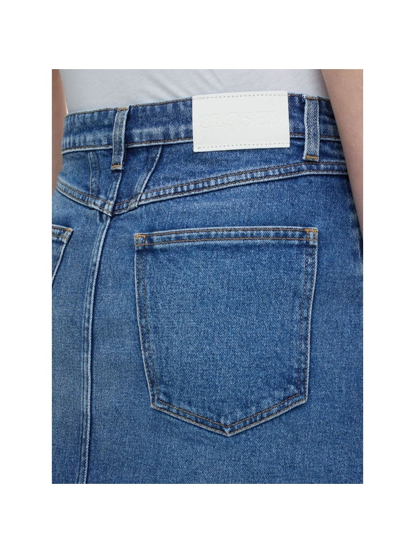 Back Logo Patch Denim Midi
  Skirt