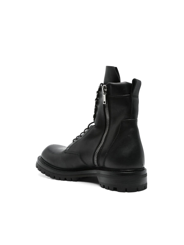 Rick Owens Army Combat Black Lace-Up Boots