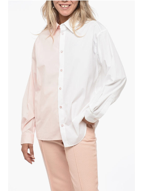 Two-Tone Asymmetric Cotton Shirt