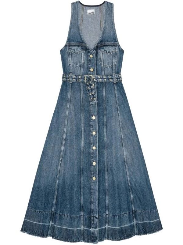 Buckle Strap
  Denim Midi Dress