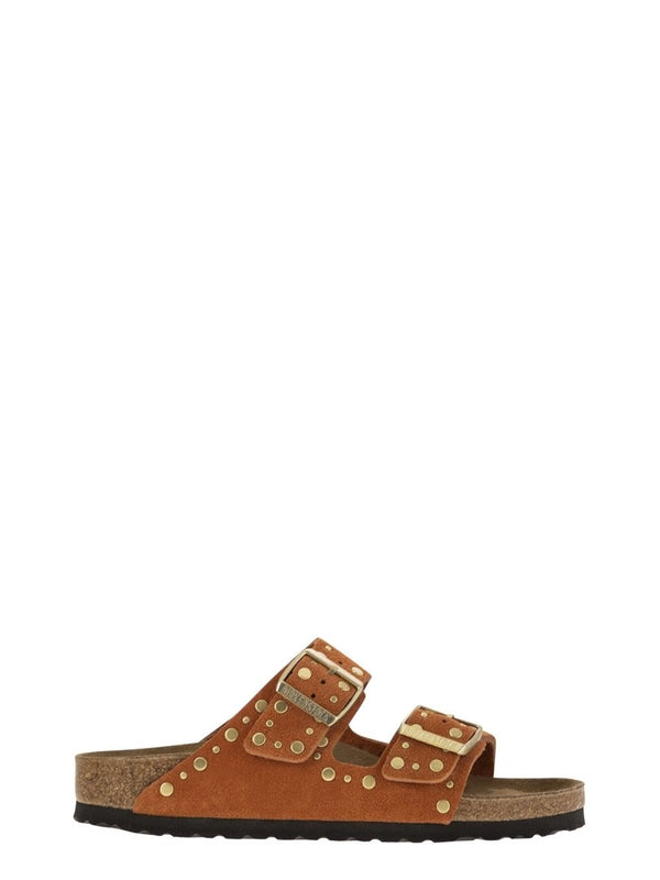 Stud Double Buckle Suede Sandals
