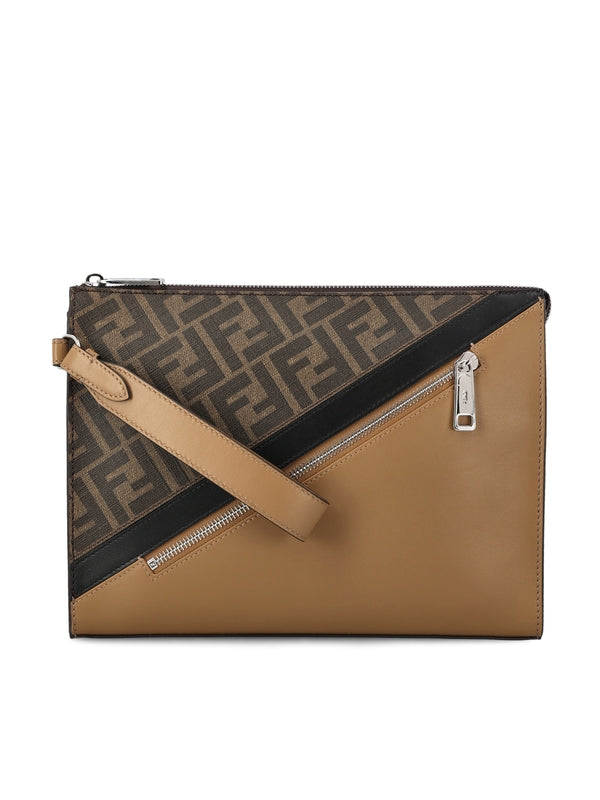 FF Leather Fabric Clutch