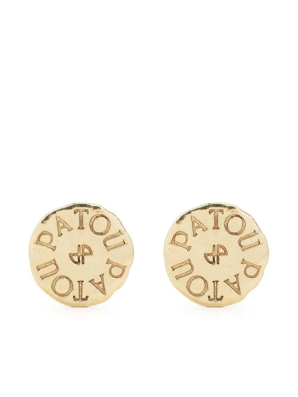 Logo Coin Appliqué Metal Earrings