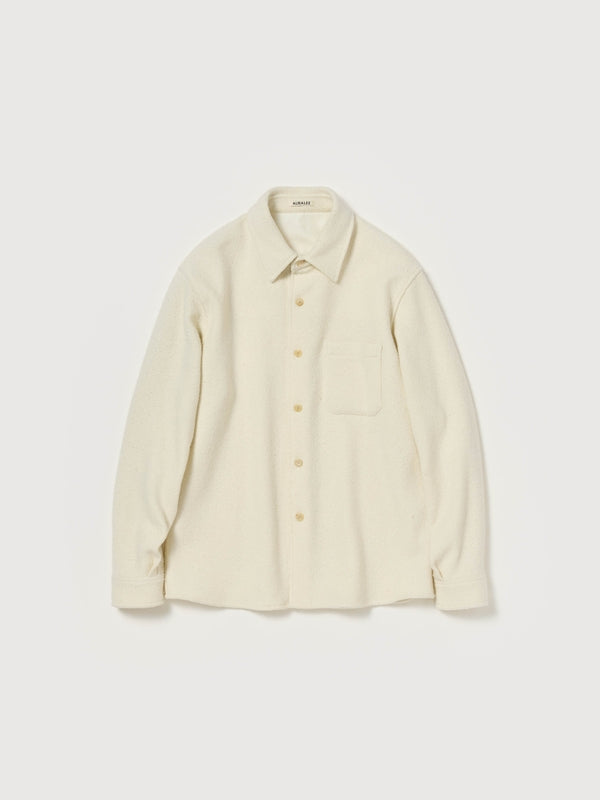 Auralee Homespun Tweed Ivory Shirt Blouson Jacket