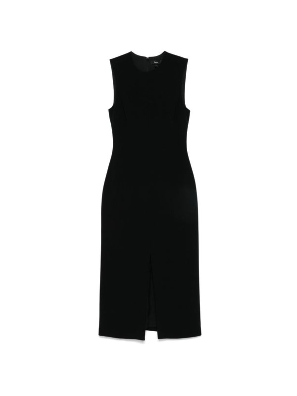 Slit Crepe Sleeveless Midi
  Dress
