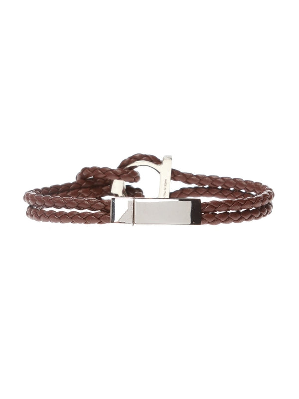 Gancini Decorated Braid Leather Bracelet