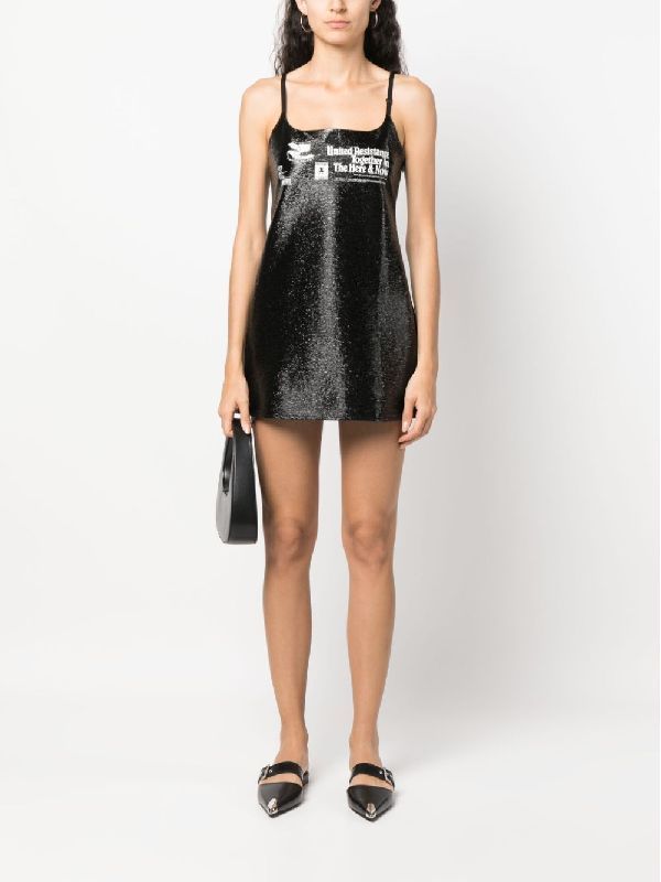Resistance Lettering Print Vinyl Mini
  Dress