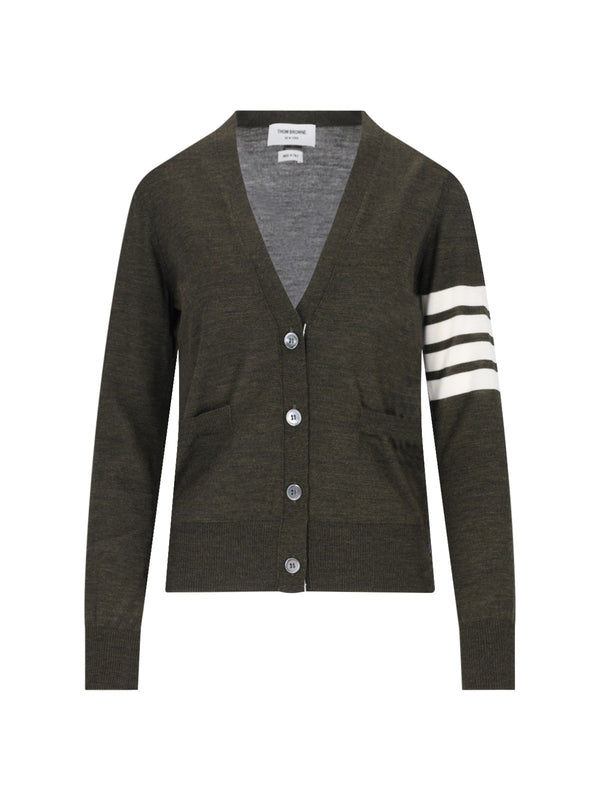 4-Bar V-Neck Wool Cardigan