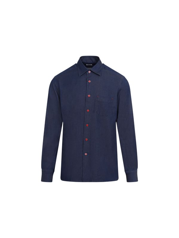 Logo Button Cotton Blend Shirt