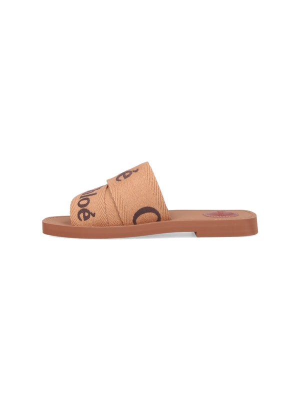 Woody Logo Strap Mule Sandals