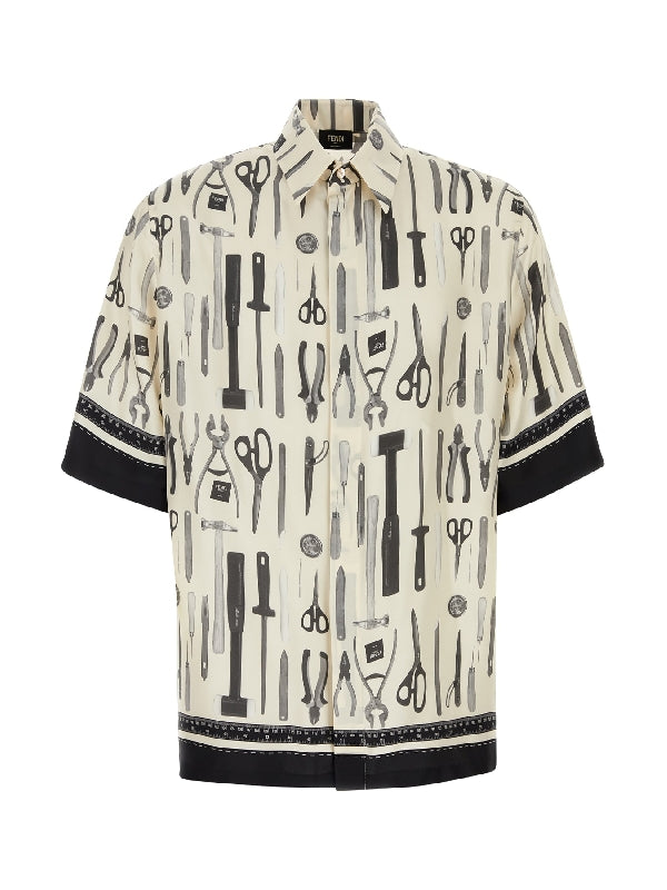 Tool Printed Silk Short-sleeve Shirt