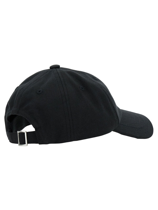 'La Casquette' Black Baseball Cap with Embroidered Logo in Cotton Man Cap