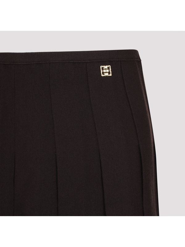 4G Logo Detail Pleated Wool Mini Skirt