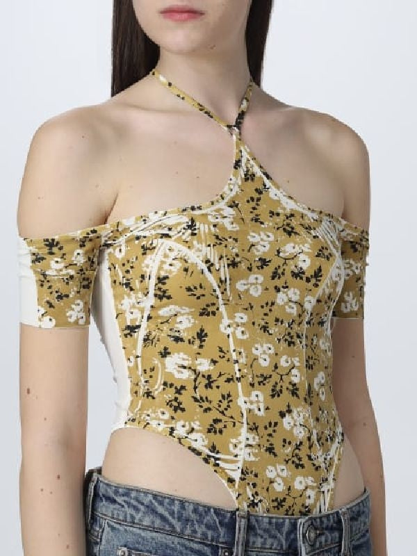 Flower Printing Halterneck Bodysuit