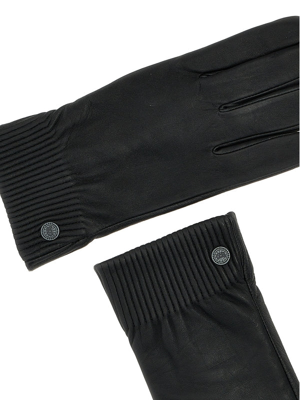 Logo Button Leather Gloves