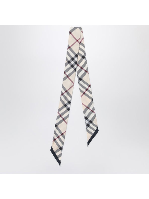 Check Pattern Slim Silk Muffler