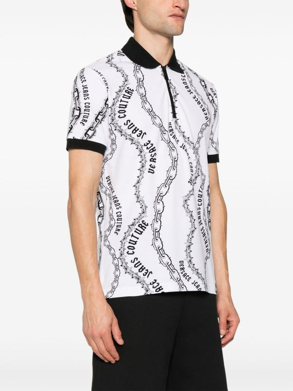 Allover Print Cotton Polo Shirt