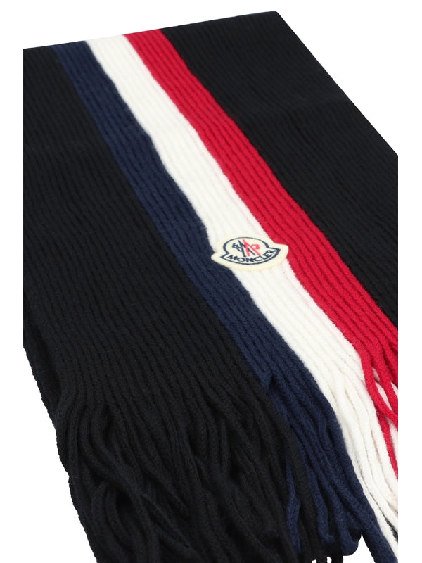 Tricolor Logo Patch Wool Scarf