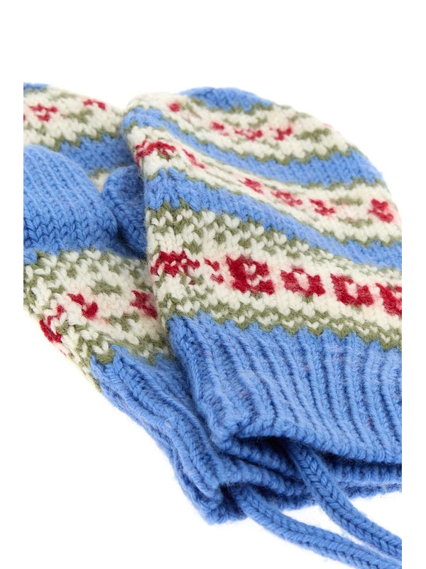 Bode Blue Wool Gloves