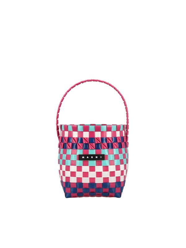 Logo Patch Stripe Woven Tote Bag