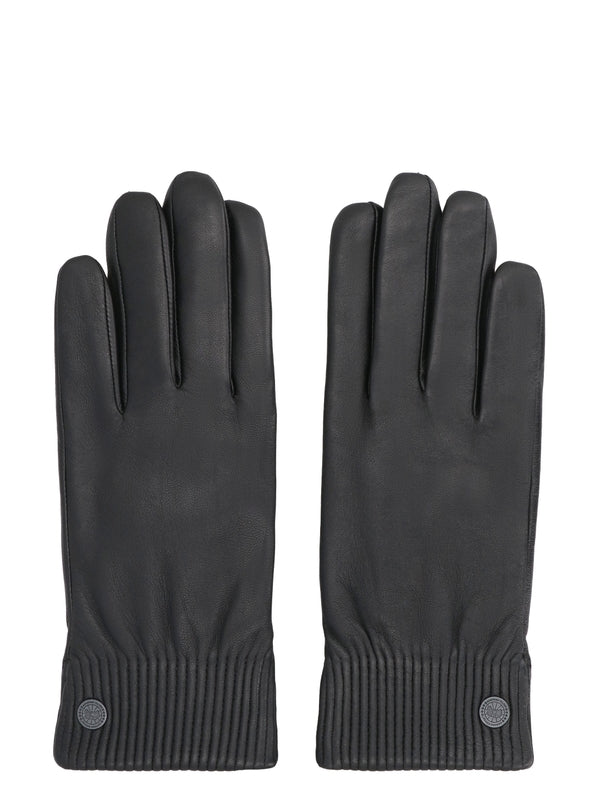 Rib Detail Leather Gloves