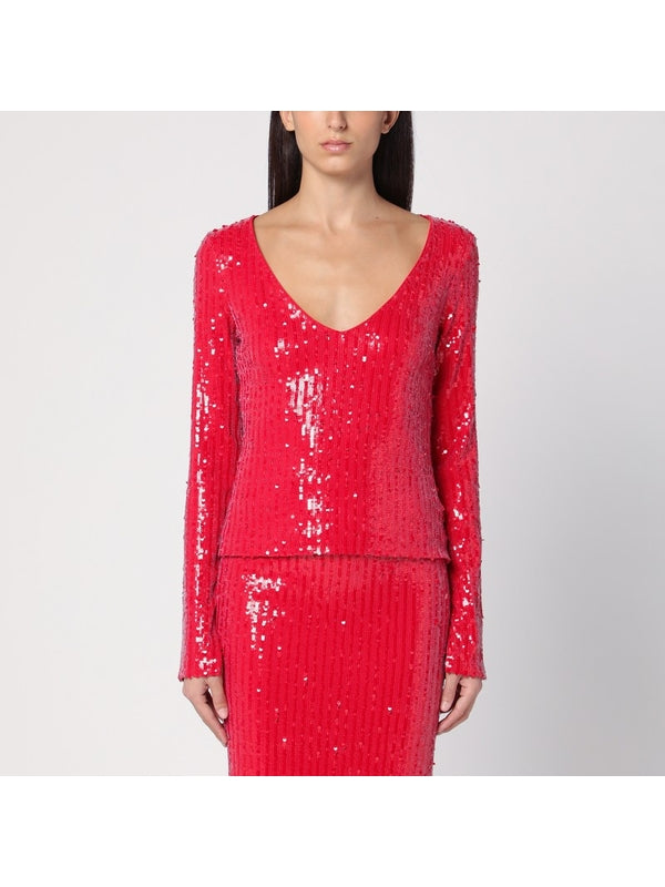 Allover Sequin Long-sleeve Top