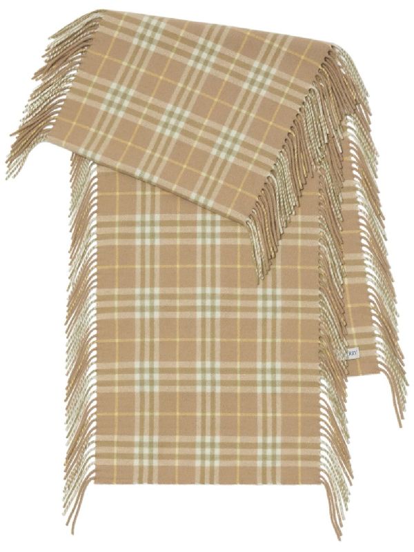 Check Fringe Detail Cashmere Scarf