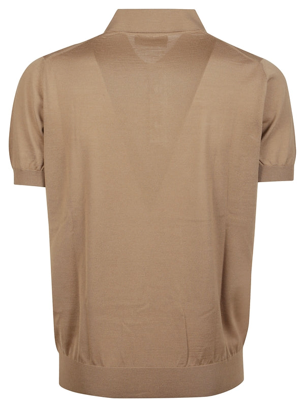 ベージュウールポロシャツ