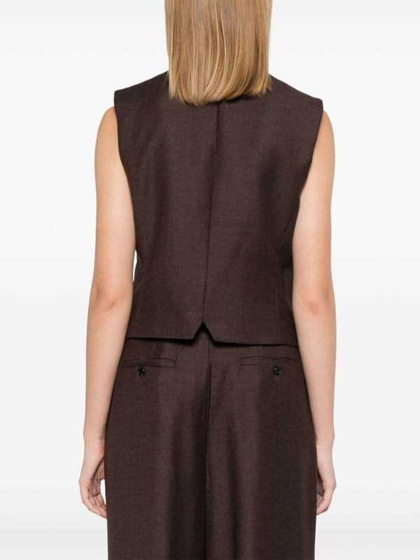 V-Neck Button Wool Vest