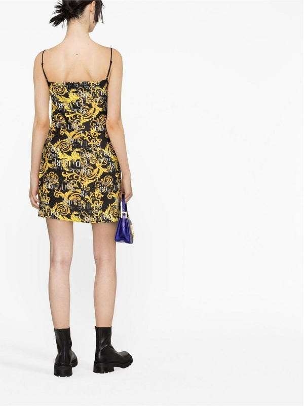 All-Over Baroque Printing Mini Dress