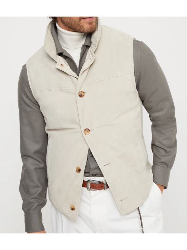 Suede Leather Padding Vest