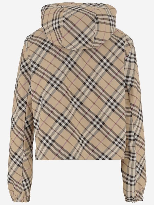 Ekd Logo Embroidery Check Pattern Hooded Jacket