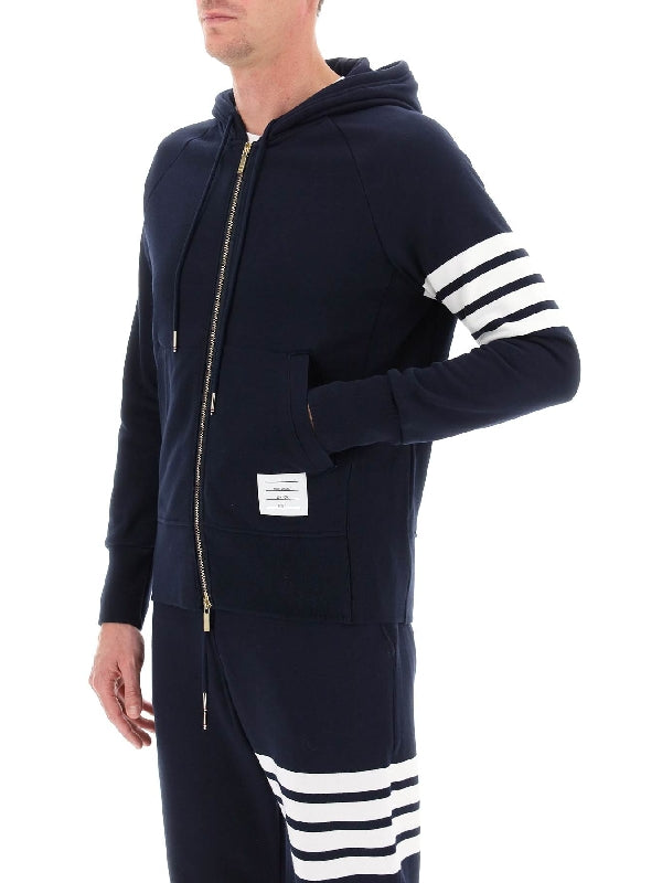 4-Bar Stripe Cotton Hooded Zip-up - Jente