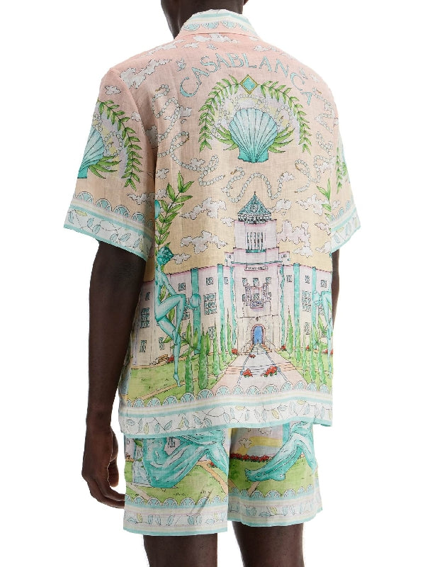 All-over Printed Linen Short-sleeve
  Shirt