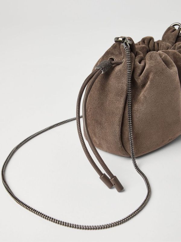 Chain Link
  Strap Suede Bucket Bag