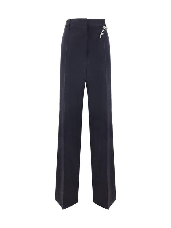 Crystal Detail Wool Tailored Pants