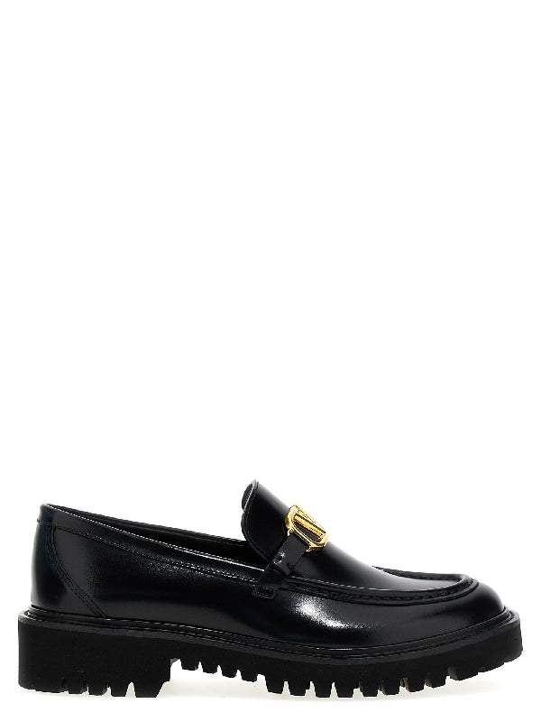 V Logo Decorative Leather
  Loafers