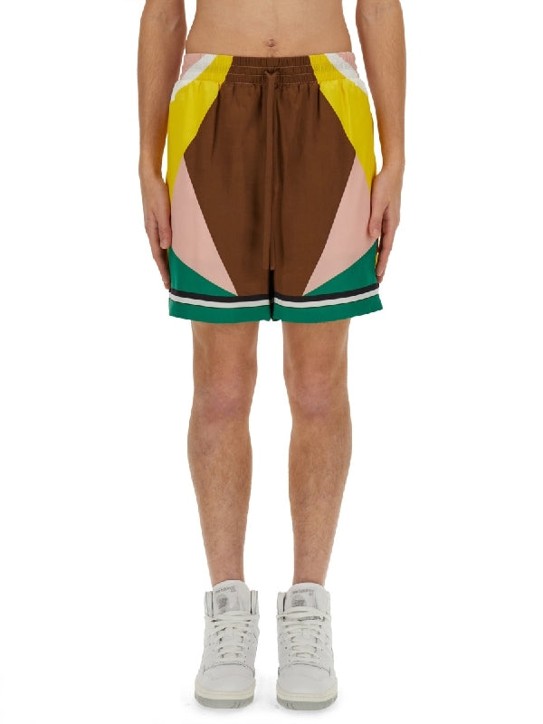 Geometric Silk Bermuda Shorts