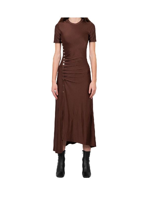 Brown Draped Long Dress