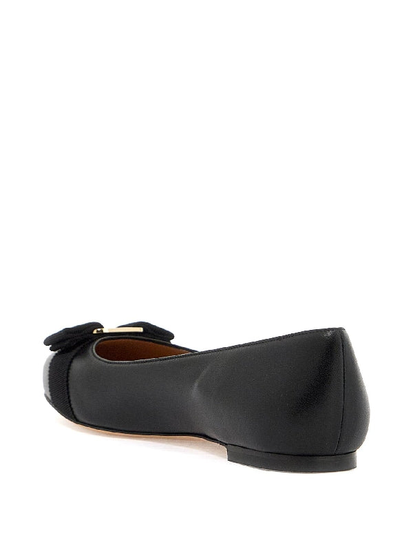 Varina Bow Leather Flat Shoes - Jente