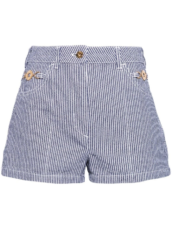 Back Logo Stripe Denim Shorts