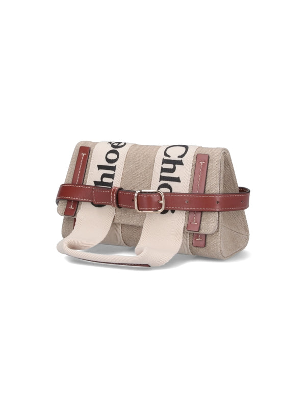 Woody Linen Flap Shoulder Bag